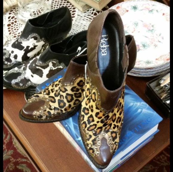 Reba Shoes - Reba Leopard Print Ankle Boots